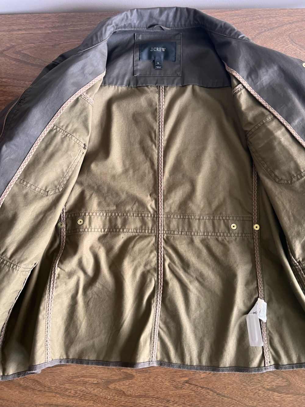 J. Crew Olive Brown Waxed Cotton Military Women’s XL Boyfriend Field Jacket - Picture 6 of 12